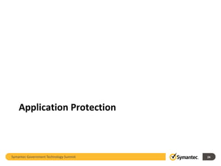 Application Protection



Symantec Government Technology Summit   24
 