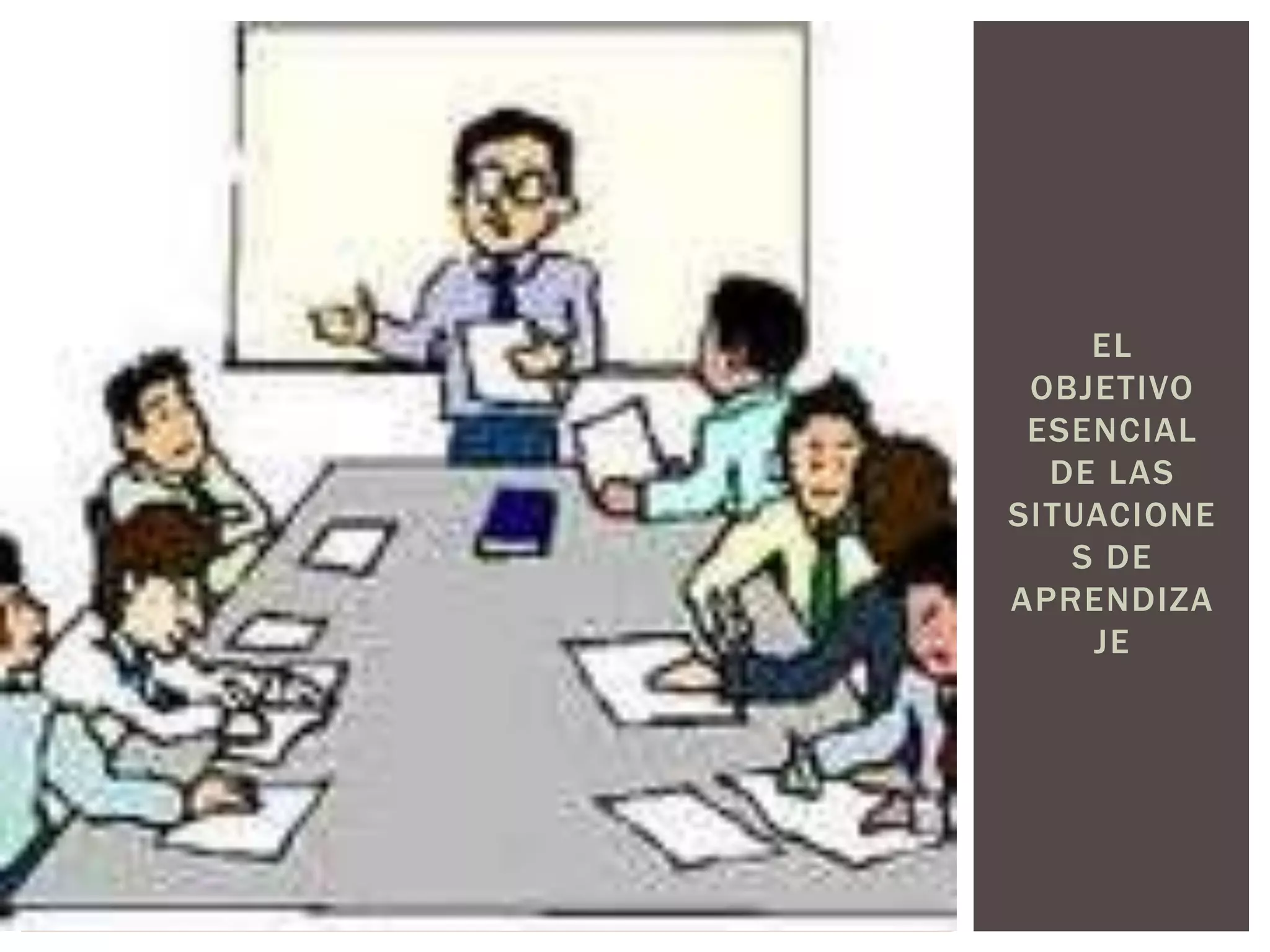 EL 
OBJETIVO 
ESENCIAL 
DE LAS 
SITUACIONE 
S DE 
APRENDIZA 
JE 
 