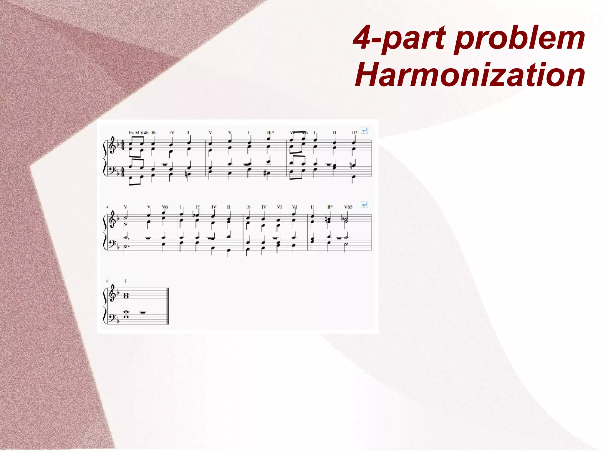 4-part problem
Harmonization
 
