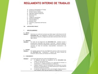 REGLAMENTO INTERNO DE TRABAJO
 
