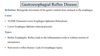 Reflux Types Pharmacology of Gastrointestinal Disorders | PPTX