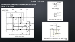 Criterio Estructural
Elementos verticales y horizontales de la estructura
(trabes y columnas)
 