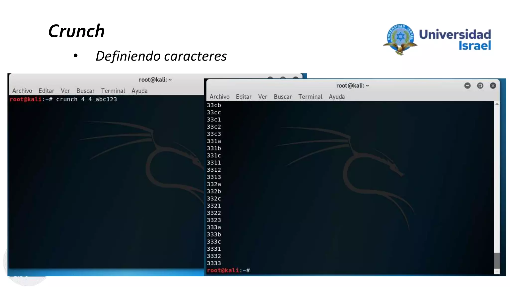 Crunch
• Definiendo caracteres
 