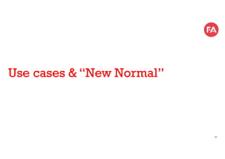 Use cases & “New Normal”
15
 