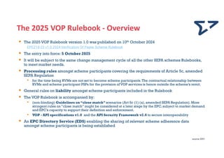 Pres EPC117-24
32
The 2025 VOP Rulebook - Overview
 The 2025 VOP Rulebook version 1.0 was published on 10th October 2024
...