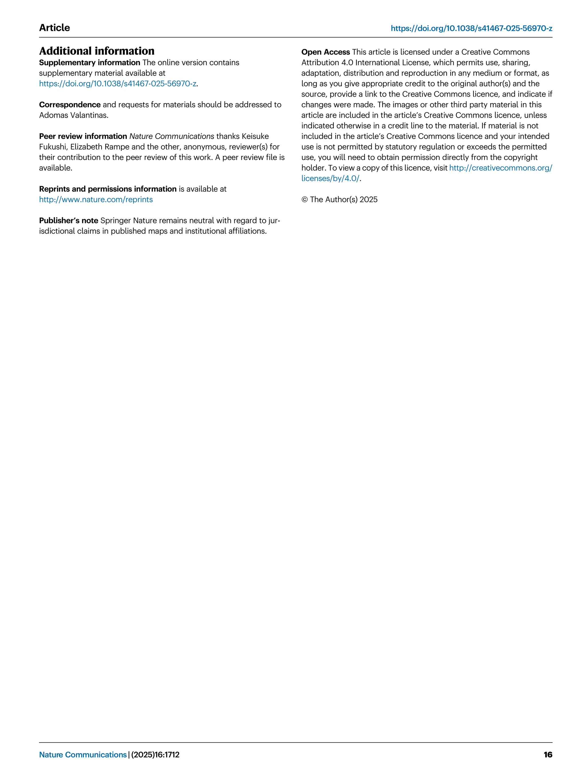 Additional information
Supplementary information The online version contains
supplementary material available at
https://doi.org/10.1038/s41467-025-56970-z.
Correspondence and requests for materials should be addressed to
Adomas Valantinas.
Peer review information Nature Communications thanks Keisuke
Fukushi, Elizabeth Rampe and the other, anonymous, reviewer(s) for
their contribution to the peer review of this work. A peer review ﬁle is
available.
Reprints and permissions information is available at
http://www.nature.com/reprints
Publisher’s note Springer Nature remains neutral with regard to jur-
isdictional claims in published maps and institutional afﬁliations.
Open Access This article is licensed under a Creative Commons
Attribution 4.0 International License, which permits use, sharing,
adaptation, distribution and reproduction in any medium or format, as
long as you give appropriate credit to the original author(s) and the
source, provide a link to the Creative Commons licence, and indicate if
changes were made. The images or other third party material in this
article are included in the article’s Creative Commons licence, unless
indicated otherwise in a credit line to the material. If material is not
included in the article’s Creative Commons licence and your intended
use is not permitted by statutory regulation or exceeds the permitted
use, you will need to obtain permission directly from the copyright
holder. To view a copy of this licence, visit http://creativecommons.org/
licenses/by/4.0/.
© The Author(s) 2025
Article https://doi.org/10.1038/s41467-025-56970-z
Nature Communications| (2025)16:1712 16
 
