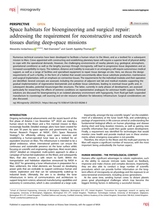 Space habitats for bioengineering and surgical repair: addressing the requirement for reconstructive and research tissues during deep-space missions