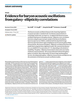 Nature Astronomy
natureastronomy
https://doi.org/10.1038/s41550-023-02035-4
Article
Evidenceforbaryonacousticoscillations
...