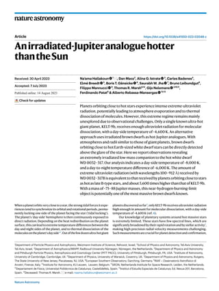 Nature Astronomy
natureastronomy
https://doi.org/10.1038/s41550-023-02048-z
Article
Anirradiated-Jupiteranaloguehotter
tha...