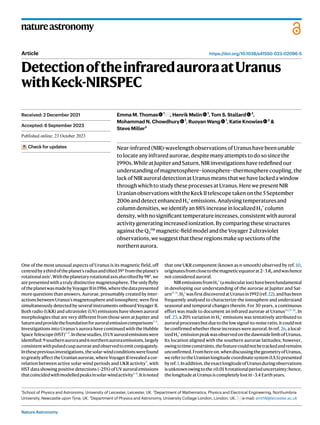 Nature Astronomy
natureastronomy
https://doi.org/10.1038/s41550-023-02096-5
Article
DetectionoftheinfraredauroraatUranus
w...