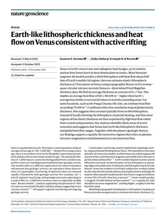 Nature Geoscience
naturegeoscience
https://doi.org/10.1038/s41561-022-01068-0
Article
Earth-likelithosphericthicknessandhe...