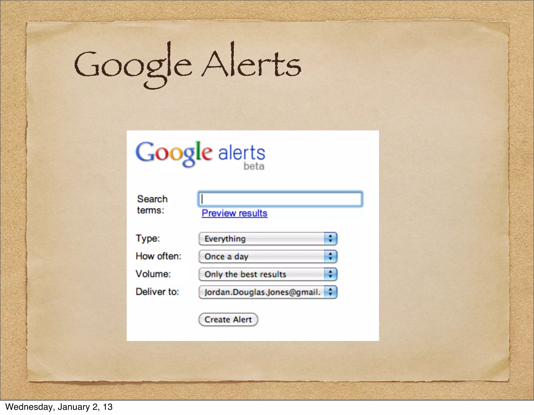 Google Alerts




Wednesday, January 2, 13
 