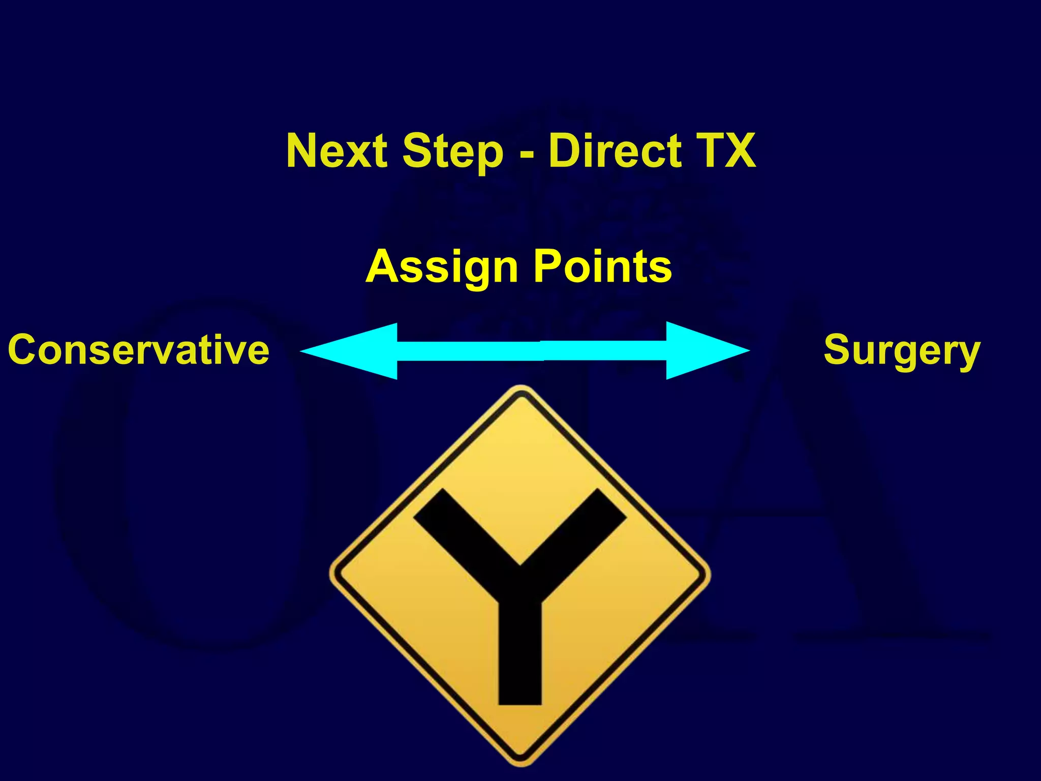 Next Step - Direct TX
Assign Points
Conservative Surgery
 