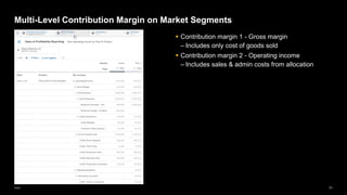 71
Public
▪ Contribution margin 1 - Gross margin
– Includes only cost of goods sold
▪ Contribution margin 2 - Operating income
– Includes sales & admin costs from allocation
Multi-Level Contribution Margin on Market Segments
 