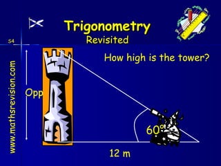 12 m How high is the tower? 60 ° Opp 