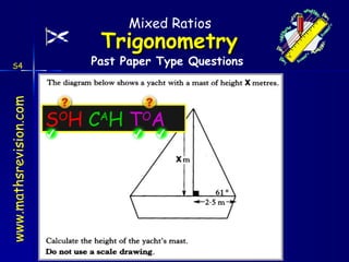 Past Paper Type Questions S4 S O H  C A H  T O A Mixed Ratios 
