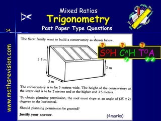 Past Paper Type Questions S4 (4marks) S O H  C A H  T O A Mixed Ratios 