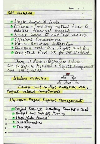 S/4 HANA Hand Written Notes | PDF