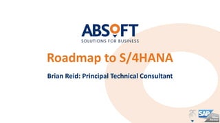 Roadmap to S/4HANA
Brian Reid: Principal Technical Consultant
 