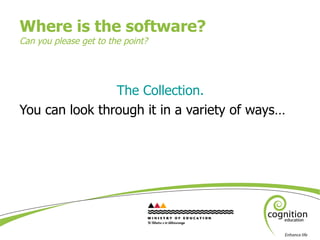 Where is the software? Can you please get to the point?  <ul><li>The Collection. </li></ul><ul><li>You can look through it...