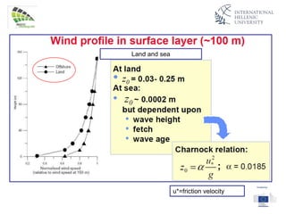 Land and sea
u*=friction velocity
 