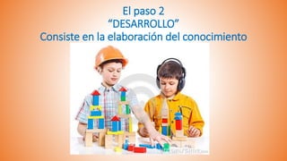 El paso 2
“DESARROLLO”
Consiste en la elaboración del conocimiento
 