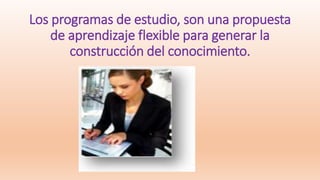 Los programas de estudio, son una propuesta
de aprendizaje flexible para generar la
construcción del conocimiento.
 