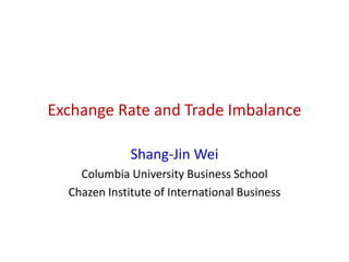 Exchange Rate and Trade Imbalance
Shang-Jin Wei
Columbia University Business School
Chazen Institute of International Business
 