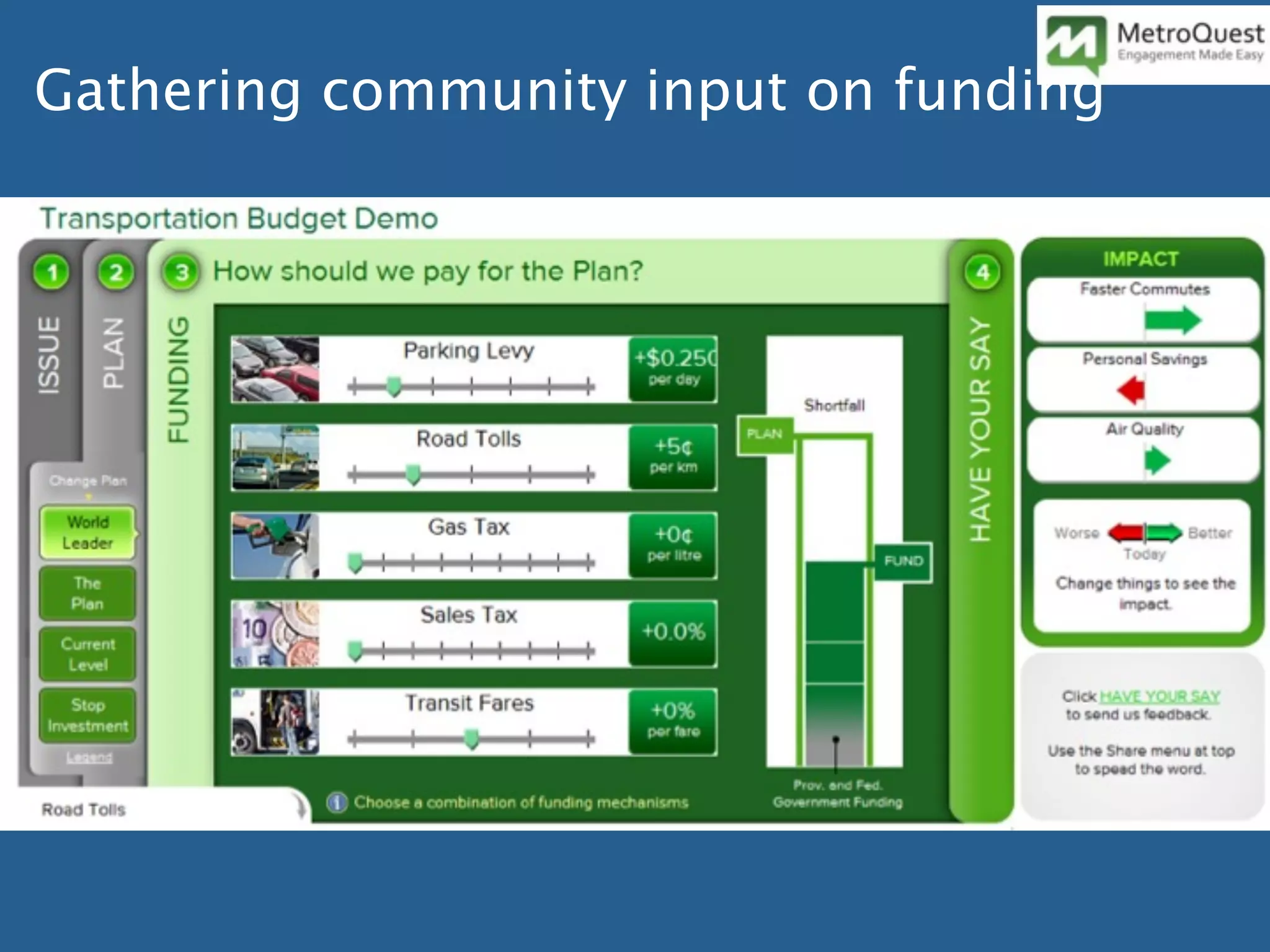 Gathering community input on funding
 