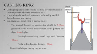 Cast Rings Methods Dental Casting Procedures Casting in Prosthodontics | PPTX