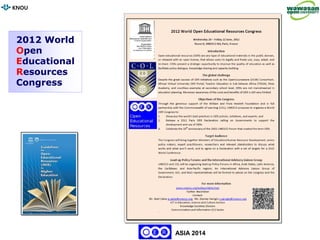 KNOU
Transforming Statistical Education through ICT Application
ISIKNOU ISI
KNOU
ASIA 2014
2012 World
Open
Educational
Resources
Congress
 