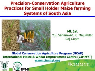 Precision-Conservation Agriculture
Practices for Small Holder Maize farming
          Systems of South Asia



                                         ML Jat
                              Y.S. Saharawat, K. Majumdar
                                       Raj Gupta



      Global Conservation Agriculture Program (GCAP)
International Maize & Wheat Improvement Centre (CIMMYT)
                     www.cimmyt.org
 