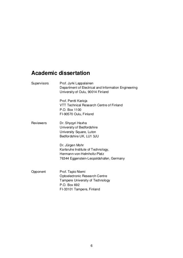 Academic dissertation university of oulo