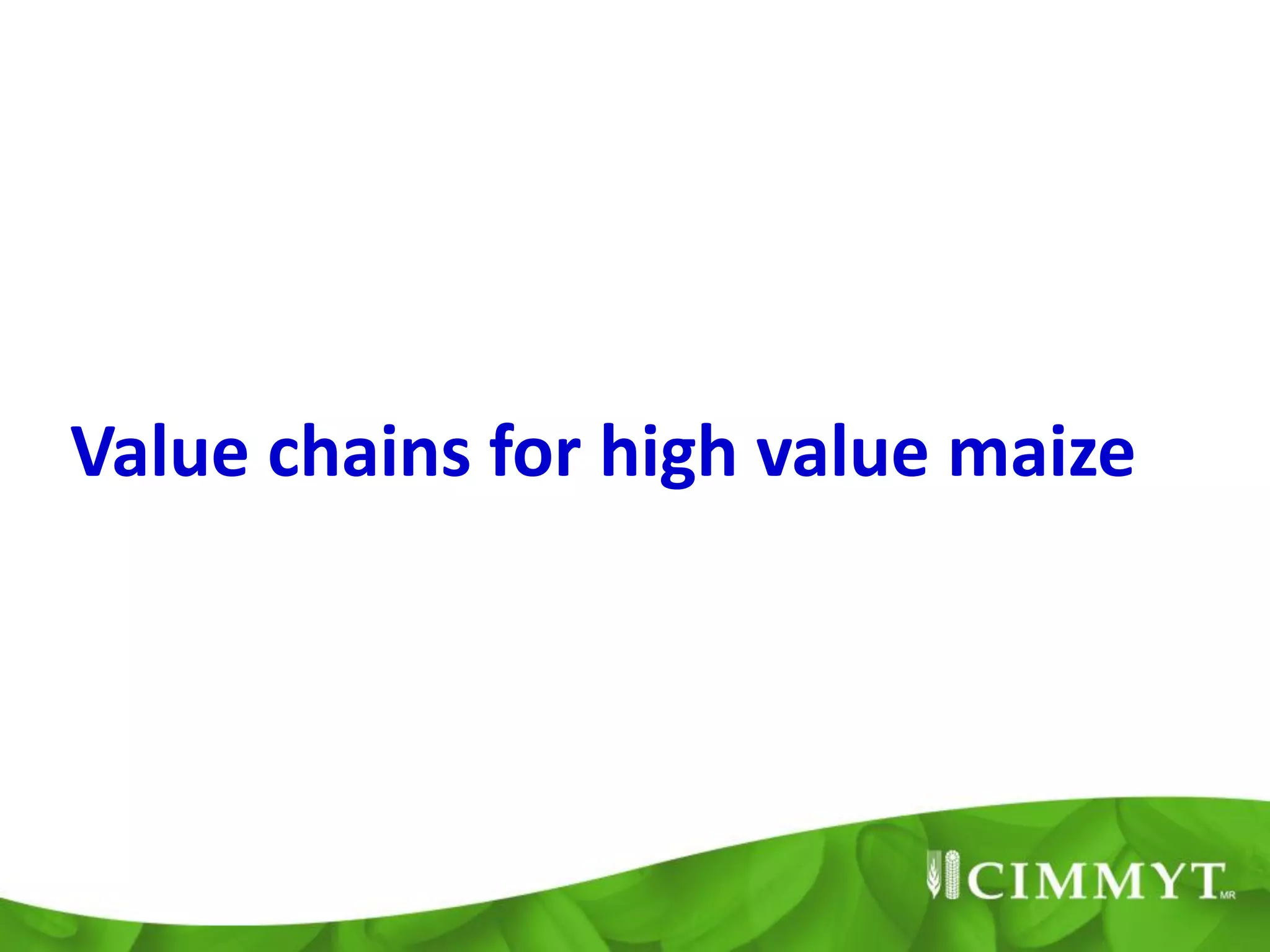 Value chains for high value maize
 