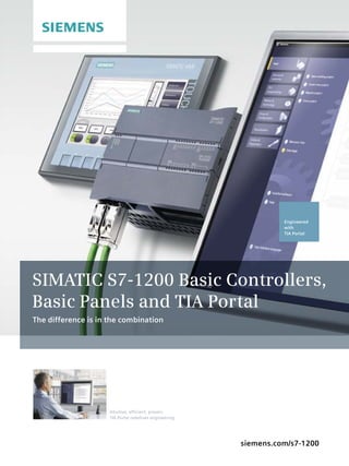 siemens.com/s7-1200
SIMATIC S7-1200 Basic Controllers,
Basic Panels and TIA Portal
The difference is in the combination
Intuitive, efficient, proven:
TIA Portal redefines engineering.
Engineered
with
TIA Portal
 