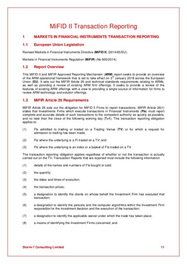 Storm7 Consulting MiFID II Approved Reporting Mechanism Report (20…