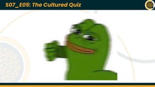 S07_E01: *NAME OF THE QUIZ*
Lorem ipsum dolor sit amet, consectetur adipiscing elit, sed do eiusmod tempor
incididunt ut labore et dolore magna aliqua. At quis risus sed vulputate odio ut. Urna
nec tincidunt praesent semper feugiat nibh sed pulvinar. Enim ut sem viverra aliquet.
Platea dictumst vestibulum rhoncus est pellentesque elit. Vitae proin sagittis nisl
rhoncus manyu rhoncus urna. Pellentesque diam volutpat commodo sed. Tincidunt
arcu non sodales neque sodales ut etiam sit amet. Eu nisl nunc mi ipsum faucibus
vitae aliquet. A cras semper auctor neque vitae tempus abhi pellentesque nec. Cursus
euismod quis viverra nibh cras pulvinar mattis nunc. Rutrum quisque non tellus orci ac
auctor augue. Vestibulum morbi blandit cursus risus at.
Amet cursus sit amet dictum sit amet justo donec enim. Et molestie ac feugiat sed
lectus vestibulum mattis ullamcorper. Ultricies tristique nulla aliquet enim tortor at. At
anime eget arcu dictum daft face. Adipiscing elit pellentesque habitant morbi. Et
molestie ac feugiat sed lectus vestibulum mattis. Egestas integer eget aliquet nibh
praesent tristique codurr sit.
Q01
*NAME OF
THE QUIZ*
S07_E01
Quizmasters: ABC and KKJ
22nd March 2023
S07_E05: The Cultured Quiz
 