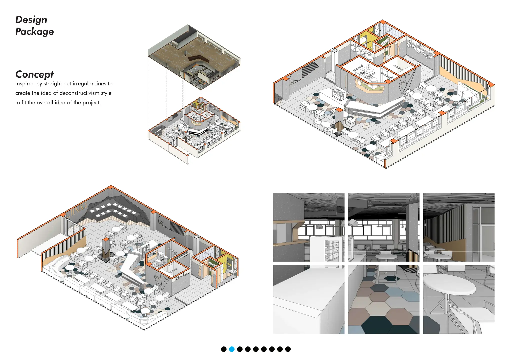 Design
Package
Concept
Inspired by straight but irregular lines to
create the idea of deconstructivism style
to fit the overall idea of the project.
 