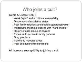 Cults, religion, and brainwashing lecture 2014 | PPTX