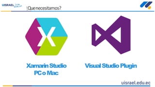 XamarinStudio
PCoMac
VisualStudioPlugin
¿Quenecesitamos?
 
