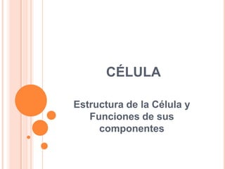 CÉLULA
Estructura de la Célula y
Funciones de sus
componentes
 