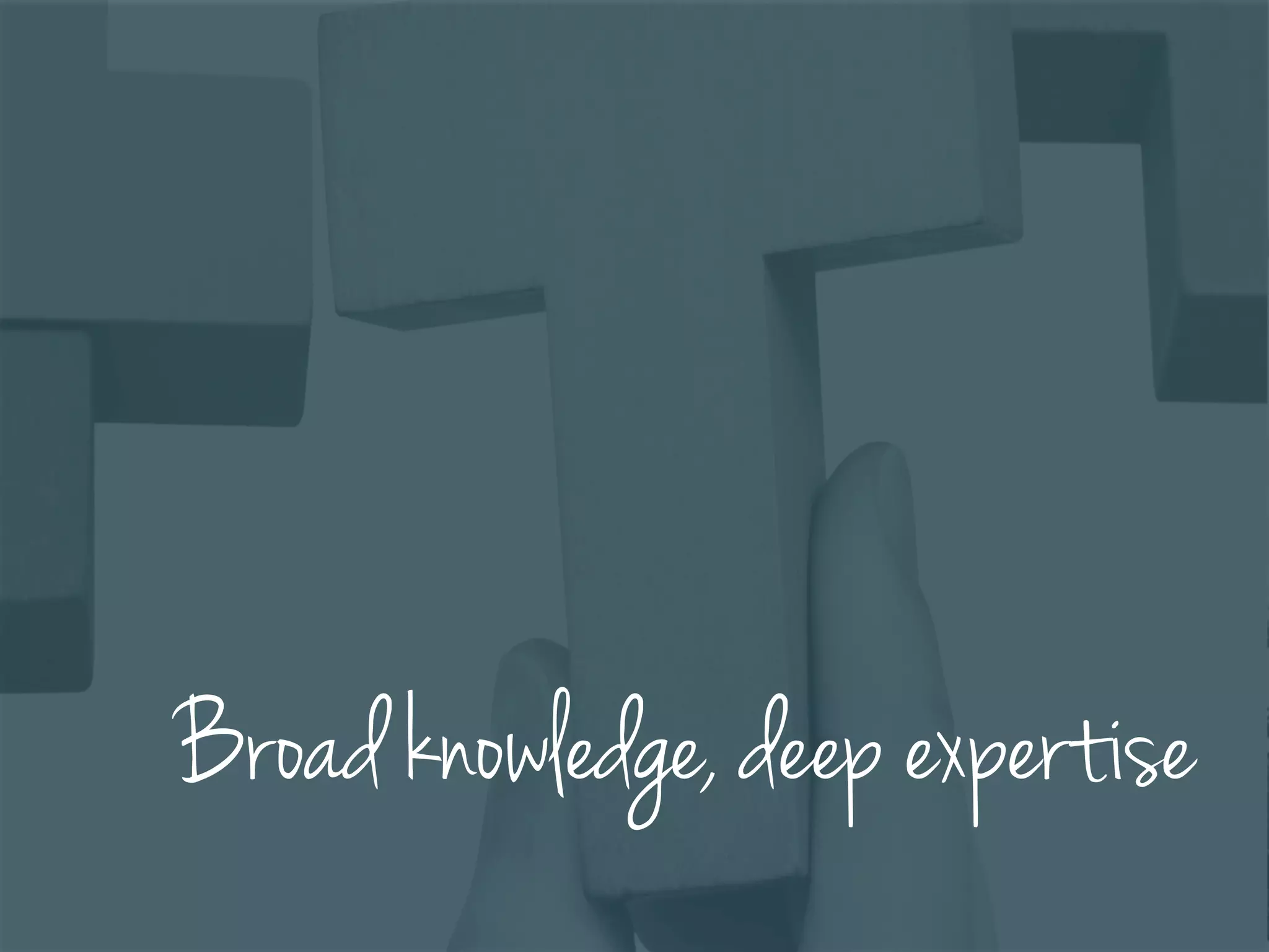Broad knowledge, deep expertise
 