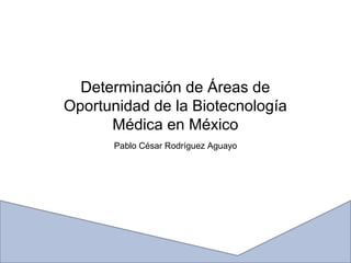 Determinación de Áreas de
Oportunidad de la Biotecnología
Médica en México
Pablo César Rodríguez Aguayo
 