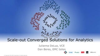 2© Copyright 2015 EMC Corporation. All rights reserved.
Scale-out Converged Solutions for Analytics
Julianna DeLua, VCE
Dan Beres, EMC Isilon
 