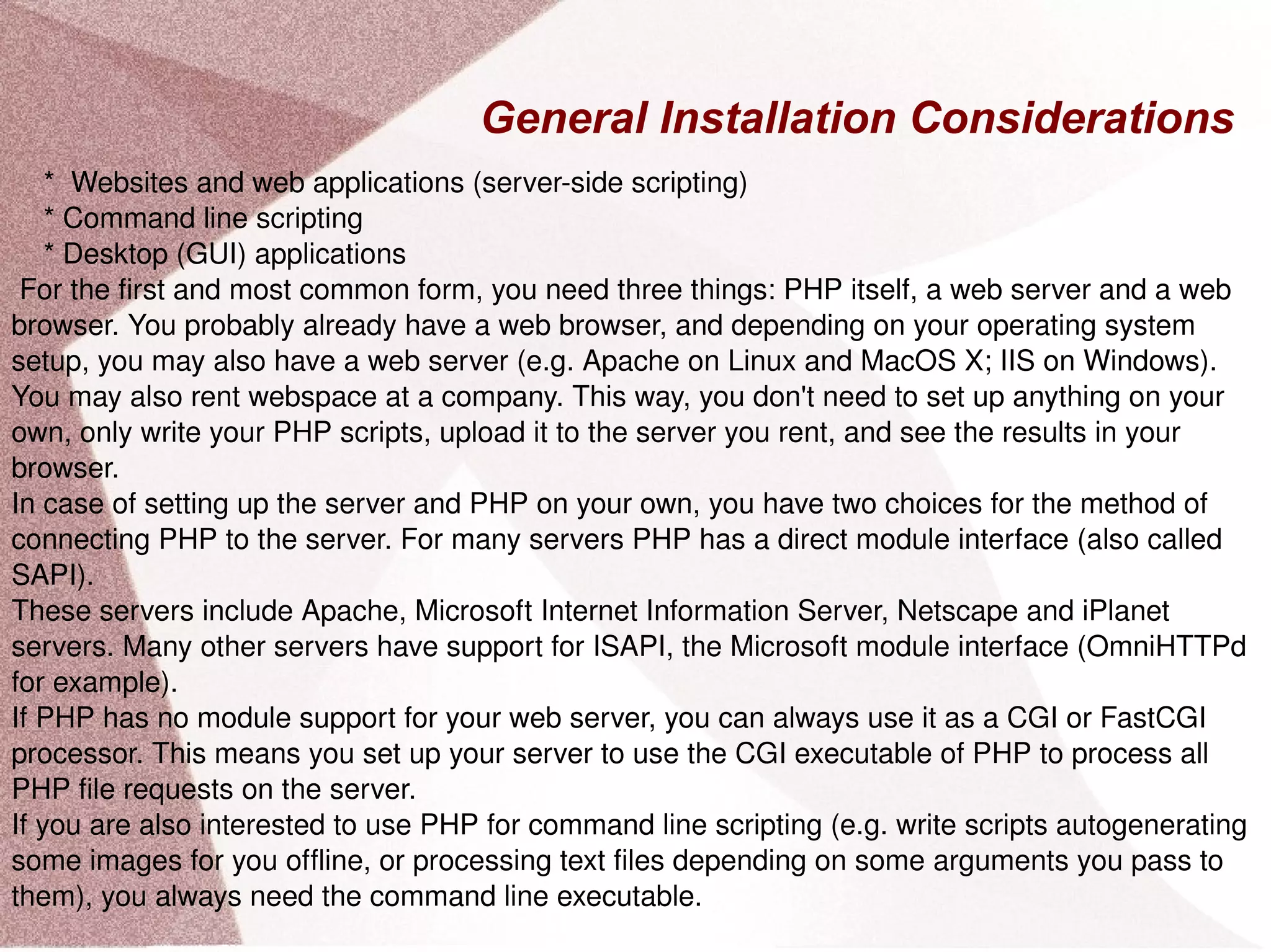 Works with streams interface, so remote URLs can work too name   (with no colon) Maps to pdo.dsn. name  in your php.ini 