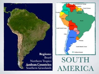 Regions:

                       SOUTH
             Brazil
   Northern Tropics
Andean Countries
Southern Grasslands
                      AMERICA
 