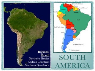Regions:

                       SOUTH
            Brazil
   Northern Tropics
  Andean Countries
Southern Grasslands
                      AMERICA
 