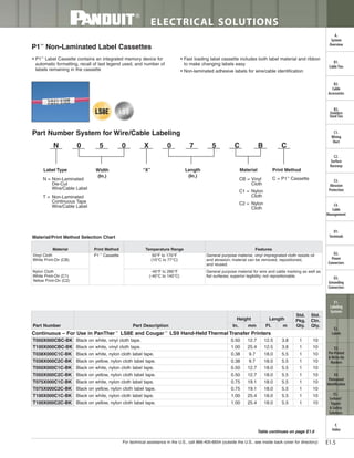 Panduit Cable Ties, Enclosures, Electrical Safety, Identification, Heat Shrink & Wiring Duct 