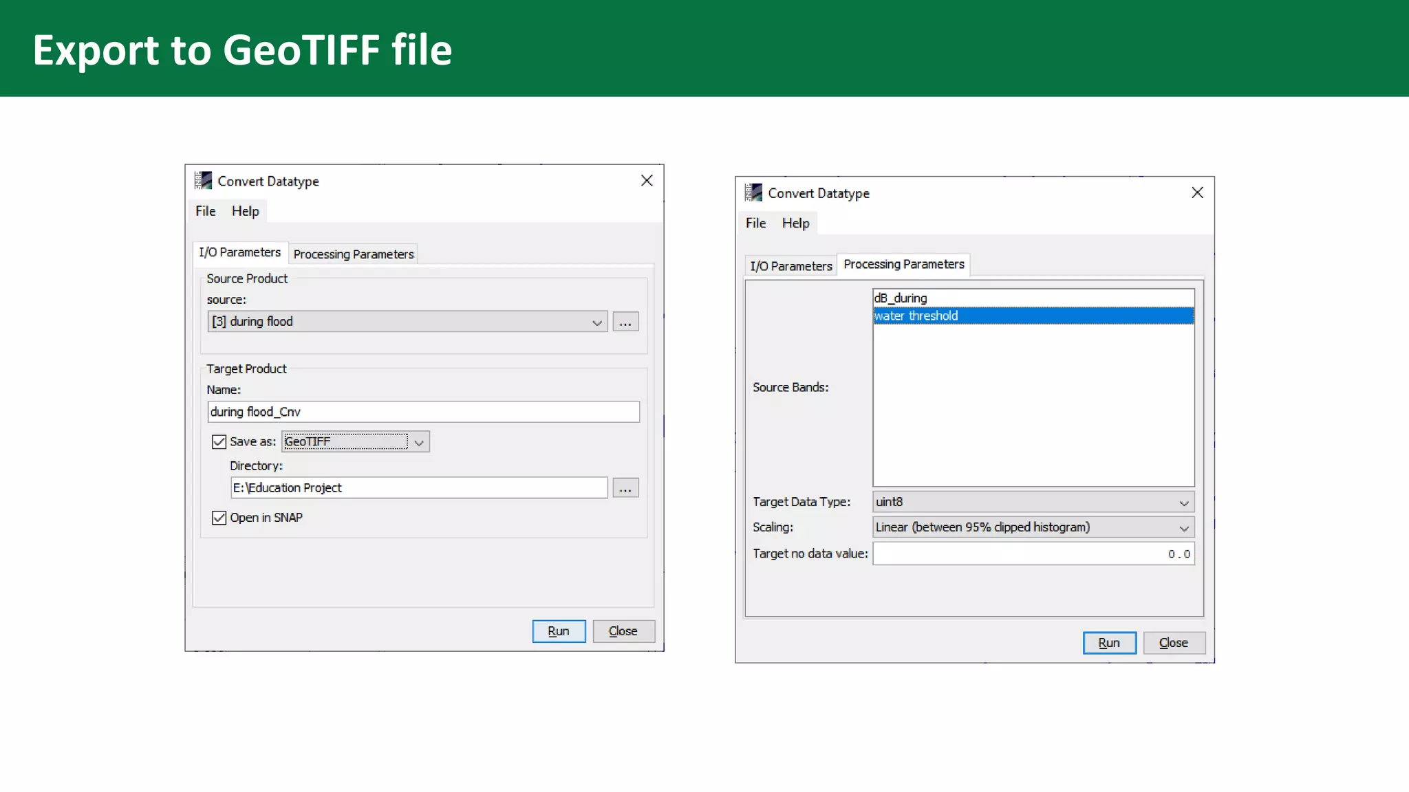 Export to GeoTIFF file
 