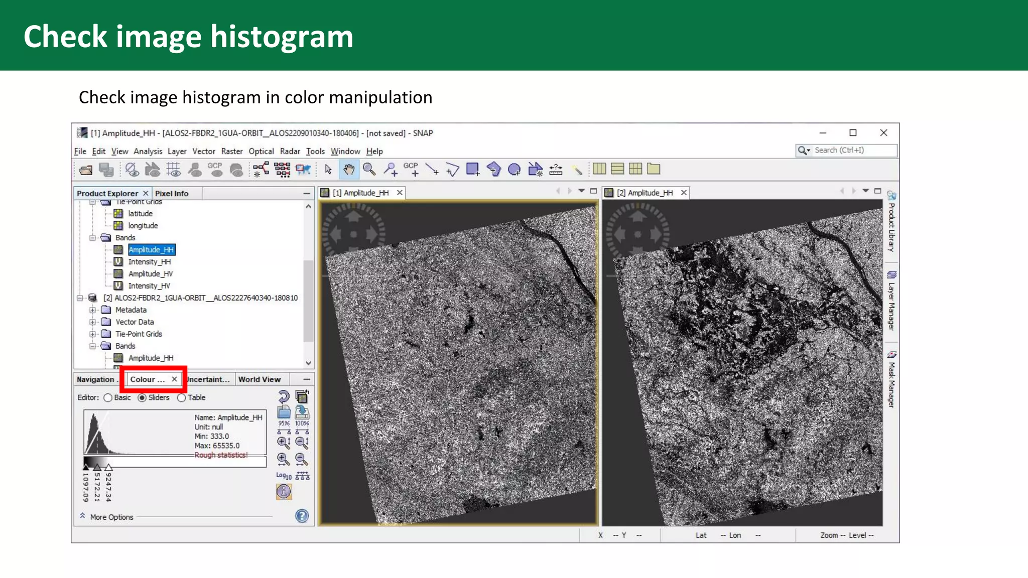 Check image histogram
Check image histogram in color manipulation
 